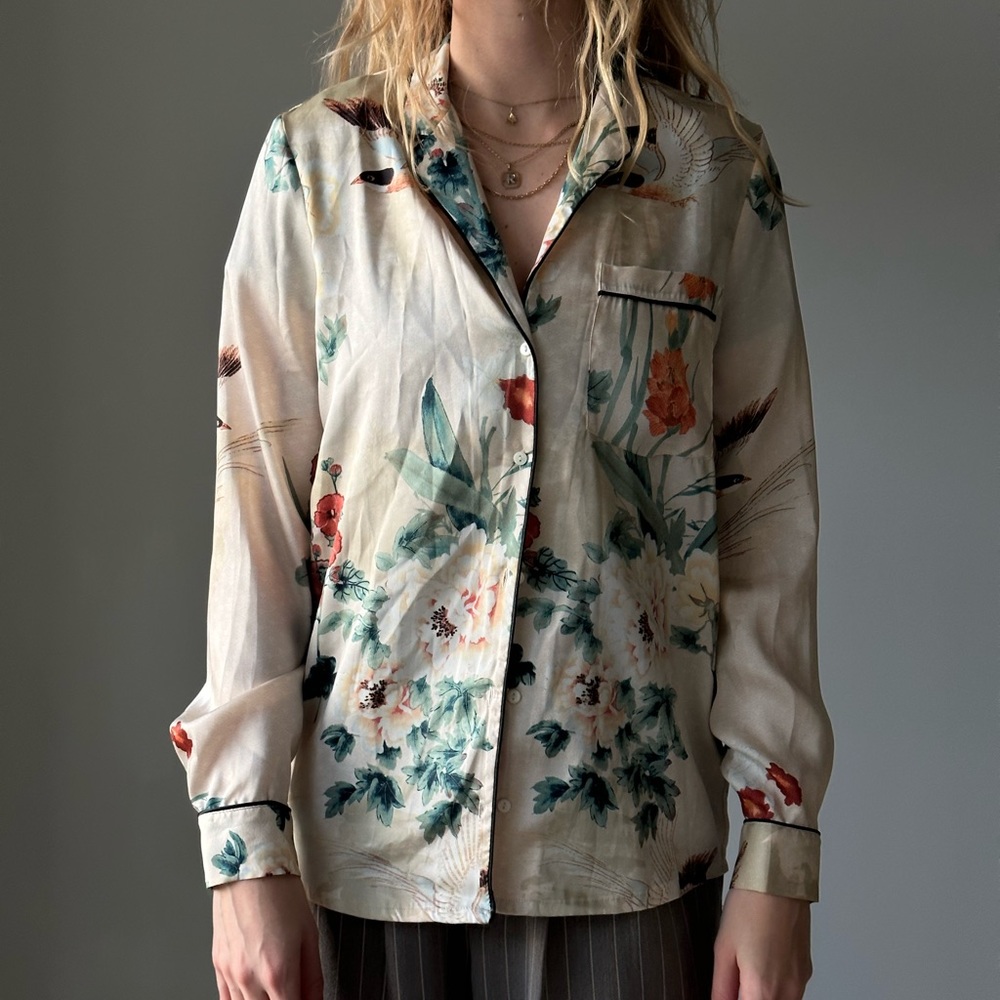 Zara basic collection Asian inspired button up